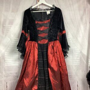 Totally Ghoul Fair Maiden Red Black Medieval Dress O/S